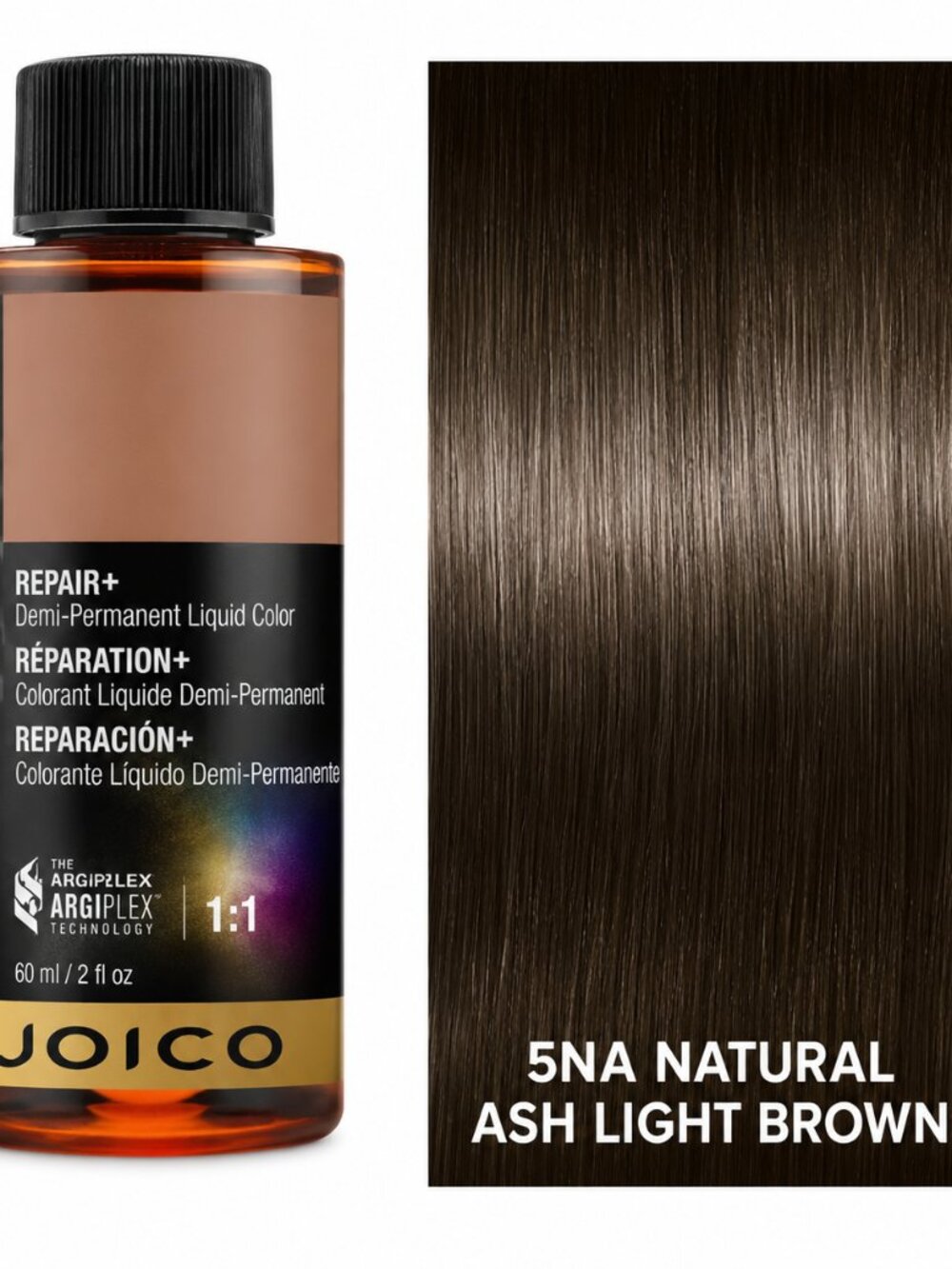 Joico LumiShine Demi-Permanent Liquid Color 5NA Natural Ash Light Brown – 2 oz